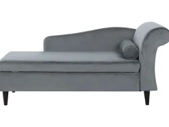 Right Hand Velvet Chaise Lounge Light Grey Luiro