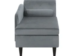 Right Hand Velvet Chaise Lounge Light Grey Luiro