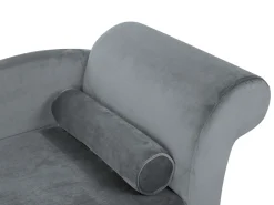 Right Hand Velvet Chaise Lounge Light Grey Luiro