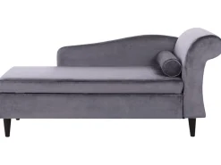 Right Hand Velvet Chaise Lounge Dark Grey Luiro