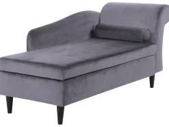 Right Hand Velvet Chaise Lounge Dark Grey Luiro