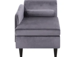 Right Hand Velvet Chaise Lounge Dark Grey Luiro
