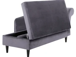 Right Hand Velvet Chaise Lounge Dark Grey Luiro