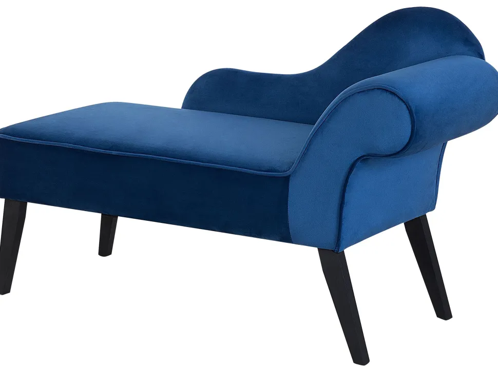 Right Hand Velvet Chaise Lounge Cobalt Blue Biarritz