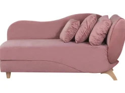 Right Hand Velvet Chaise Lounge With Storage Pink Meri