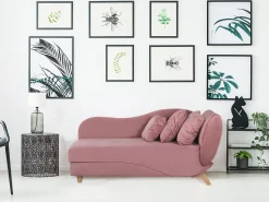 Right Hand Velvet Chaise Lounge With Storage Pink Meri