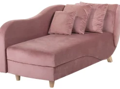 Right Hand Velvet Chaise Lounge With Storage Pink Meri