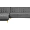 Right Hand Velvet Corner Sofa Grey Aberdeen