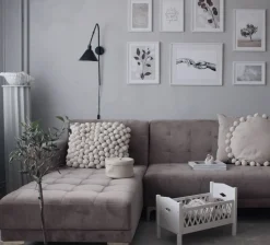 Right Hand Velvet Corner Sofa Grey Aberdeen