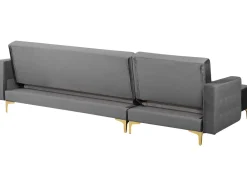 Right Hand Velvet Corner Sofa Grey Aberdeen
