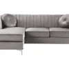 Right Hand Velvet Corner Sofa Grey Timra