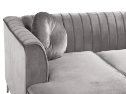 Right Hand Velvet Corner Sofa Grey Timra