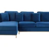 Right Hand Velvet Corner Sofa Navy Blue Oslo