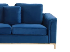 Right Hand Velvet Corner Sofa Navy Blue Oslo