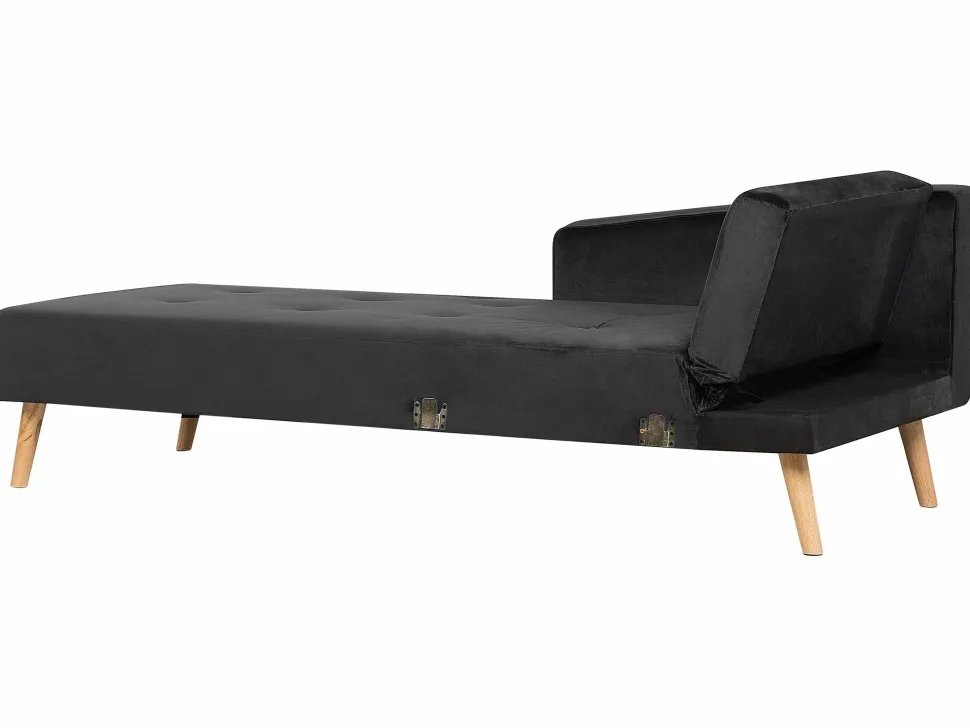 Right Hand Velvet Corner Sofa Bed Black Vadso