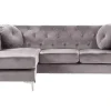 Right Hand Velvet Corner Sofa Grey Flen