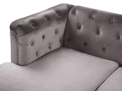 Right Hand Velvet Corner Sofa Grey Flen