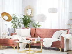 Right Hand Velvet Corner Sofa Pink Aberdeen