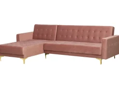 Right Hand Velvet Corner Sofa Pink Aberdeen