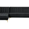 Right Hand Velvet Corner Sofa Black Aberdeen