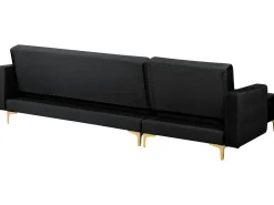 Right Hand Velvet Corner Sofa Black Aberdeen