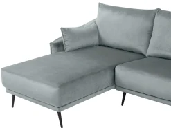 Right Hand Velvet Corner Sofa Grey Varde