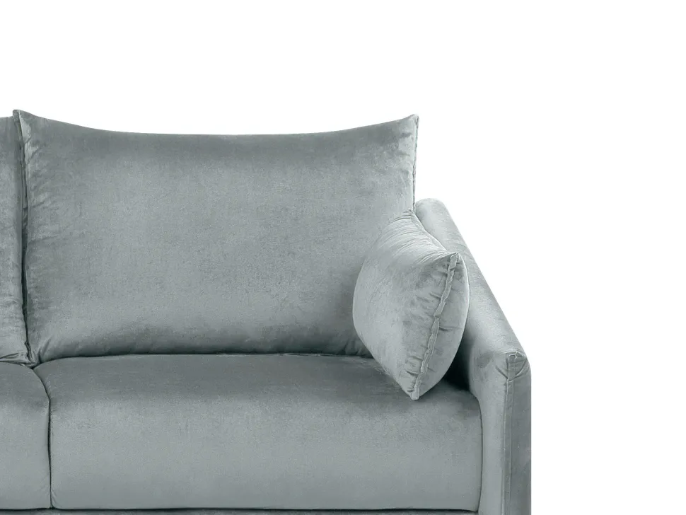 Right Hand Velvet Corner Sofa Grey Varde