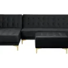 Right Hand Velvet Corner Sofa With Ottoman Black Aberdeen