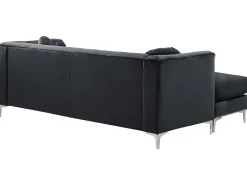 Right Hand Velvet Corner Sofa Black Flen