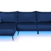 Right Hand Velvet Corner Sofa Led Navy Blue Varde