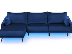 Right Hand Velvet Corner Sofa Led Navy Blue Varde