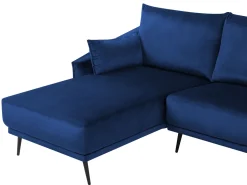 Right Hand Velvet Corner Sofa Led Navy Blue Varde