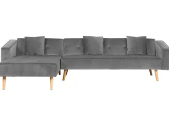 Right Hand Velvet Corner Sofa Bed Grey Vadso