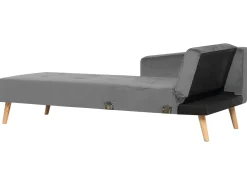 Right Hand Velvet Corner Sofa Bed Grey Vadso