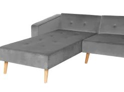 Right Hand Velvet Corner Sofa Bed Grey Vadso
