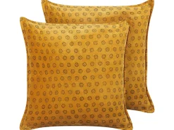 Samtkissen Sonnenmuster Senfgelb 45 X 45 Cm 2Er Set Rapis