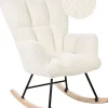 Schaukelsessel Boucle Stoff Weis Gepolstert Oulu
