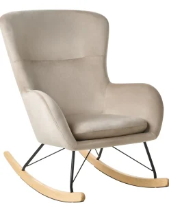 Schaukelsessel Samtstoff Beige Ellan