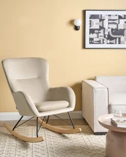Schaukelsessel Samtstoff Beige Ellan