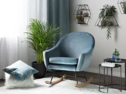 Schaukelsessel Samtstoff Blau Oxie