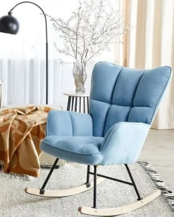 Schaukelsessel Stoff Hellblau Gepolstert Oulu