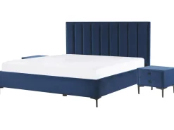 Schlafzimmer Komplett Set 3-Teilig Blau 180 X 200 Cm Sezanne