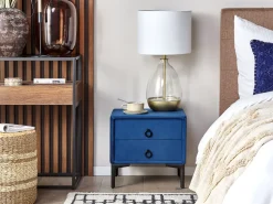 Schlafzimmer Komplett Set 3-Teilig Blau 180 X 200 Cm Sezanne