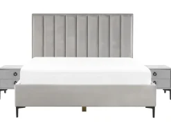 Schlafzimmer Komplett Set 3-Teilig Grau 180 X 200 Cm Sezanne