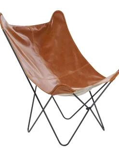 Schmetterlingssessel Kunstleder Goldbraun / Schwarz Nybro