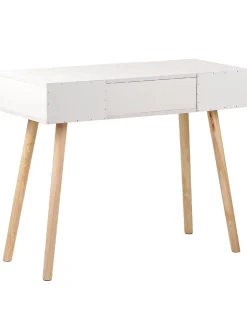 Schminktisch Mit 2 Schubladen, Hochklappbarem Spiegel Und Hocker Weis Brioude