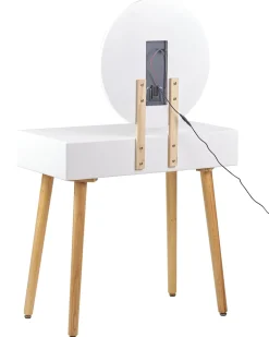 Schminktisch Mit 2 Schubladen, Led-Spiegel Und Hocker Weis/Grau Josselin