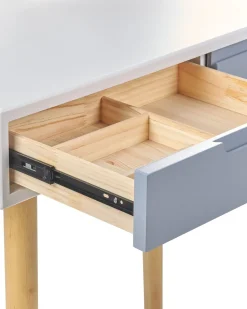 Schminktisch Mit 2 Schubladen, Led-Spiegel Und Hocker Weis/Grau Josselin