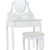 Schminktisch Mit Ovalem Spiegel Hocker 3 Schubladen Weis Astre