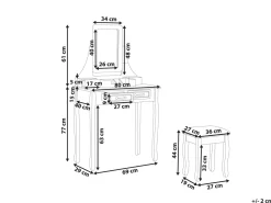 Schminktisch Mit Rechteckigem Spiegel Hocker 5 Schubladen Weis Rayon